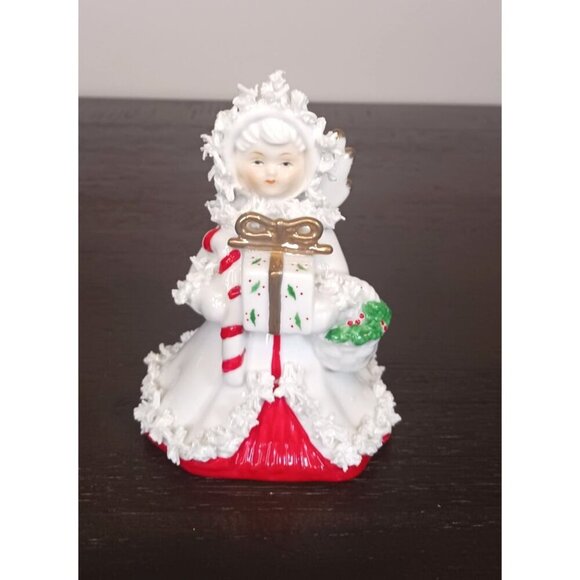 Vintage Spaghetti Christmas Angel Holly Present Candy Cane Unmarked Figurine